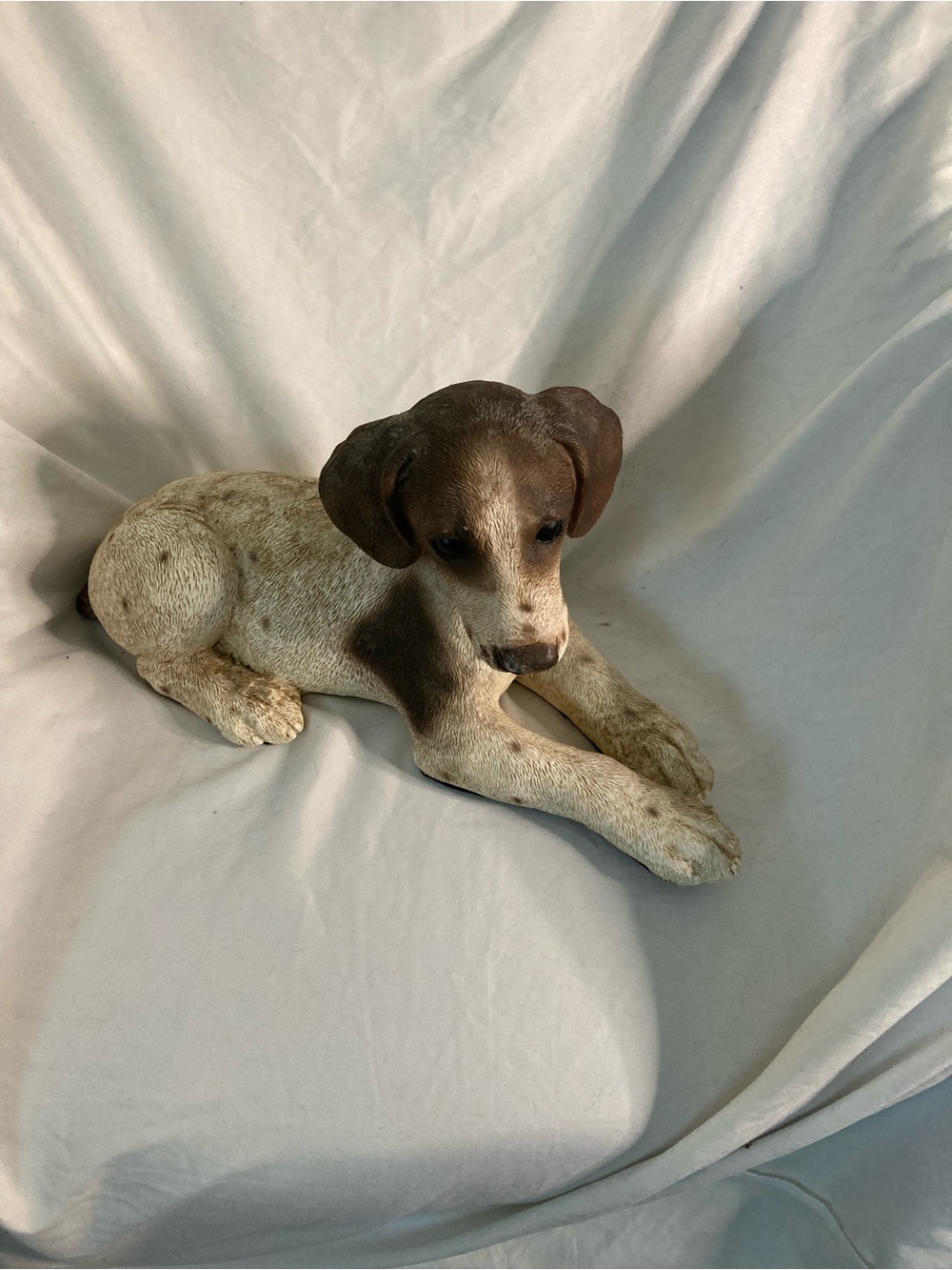 Hand-Painted Brown and Cream Lying Puppy Figurine